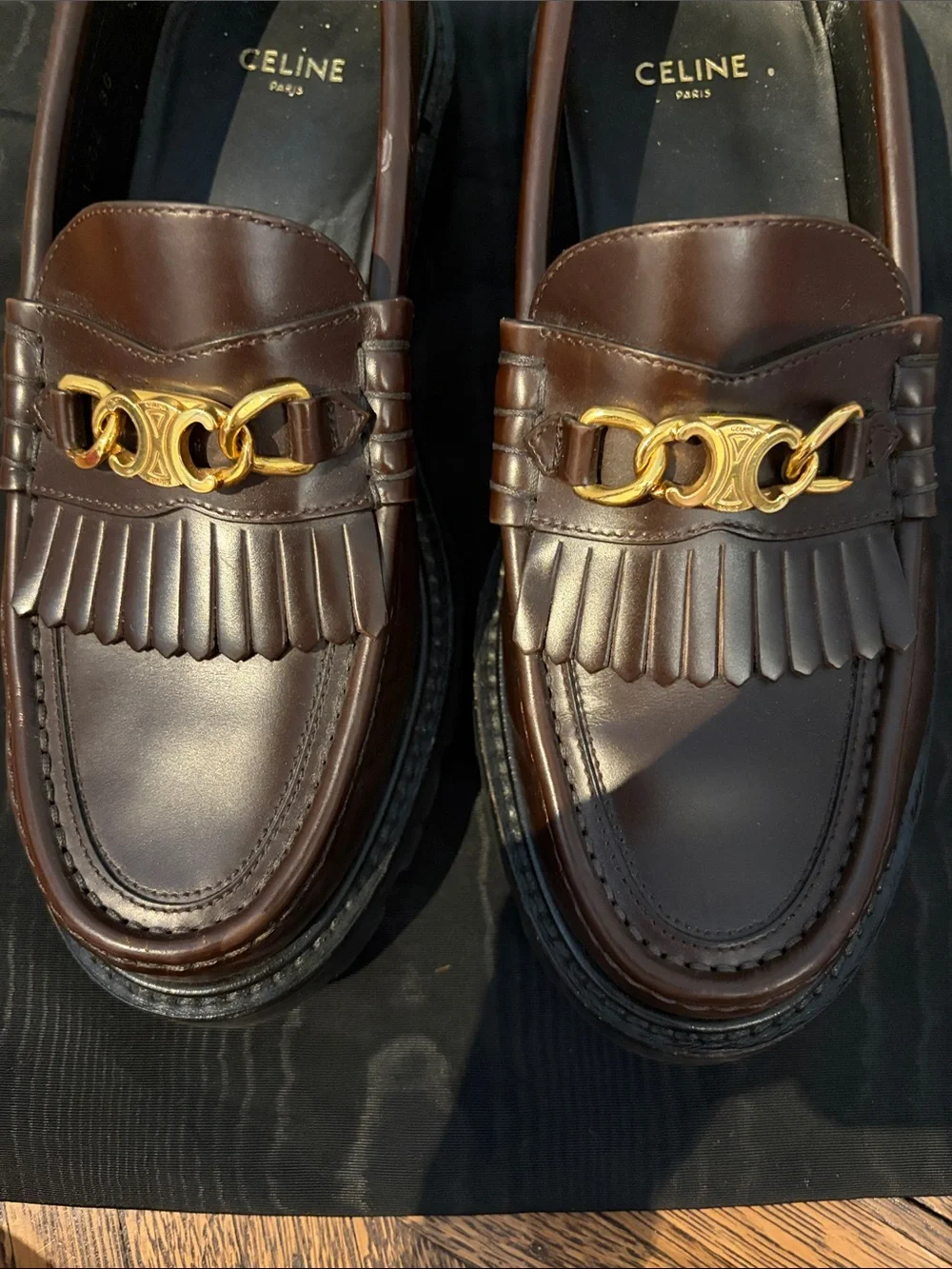 Celine Brown Leather Margaret Loafers